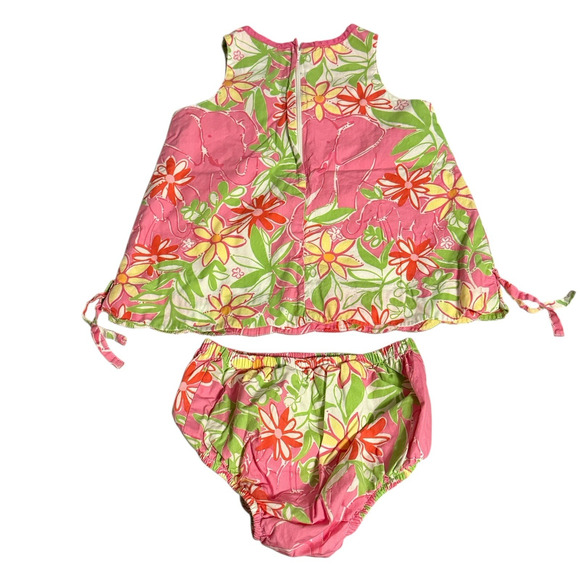 VTG Lilly Pulitzer Dress Outfit 18-24 Mo Pink Floral Elephant 2PC Toddler Girl - Picture 4 of 10